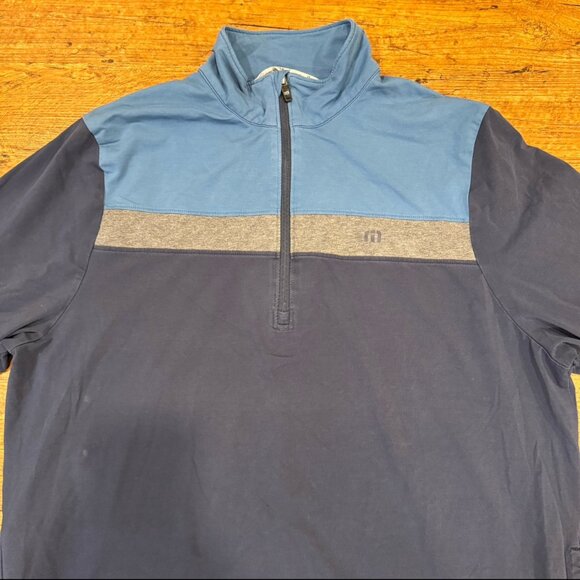 Travis Mathew Other - Travis Mathew Blue 1/4 Zip Performance Golf Pullover Sweater Sweatshirt Men's XL